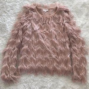 Honey Belle FRINGE SWEATER Dusty Rose Small